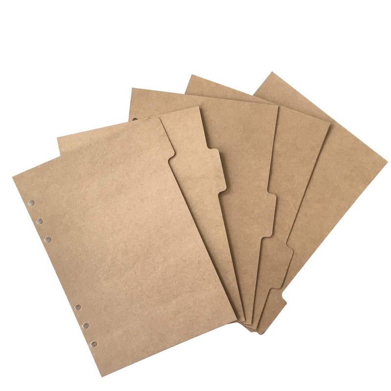 Zelten Index Tabs for A5/A6 6-Holes Cover Round Ring View Binder File Folder Loose Leaf Sheet Protectors Binder Cover Protector (Kraft Paper, A5/21cm*15cm/8.5 Inch) - Image 2